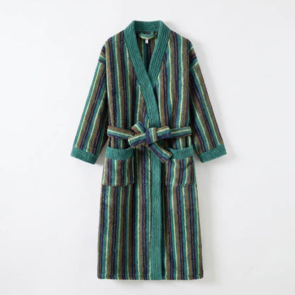 Longline Striped Fleece Kimono Bathrobe - image 6