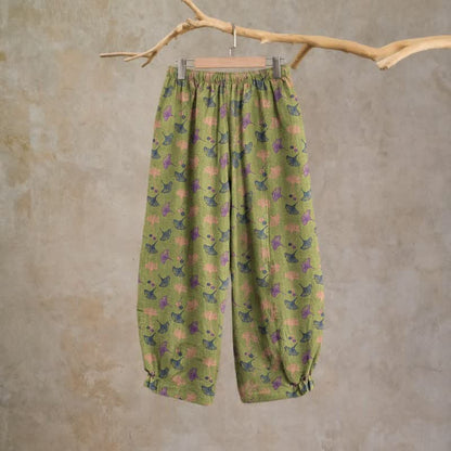 Retro‑Style Ginkgo Leaf Cotton Loose Lounge Pants - image 11