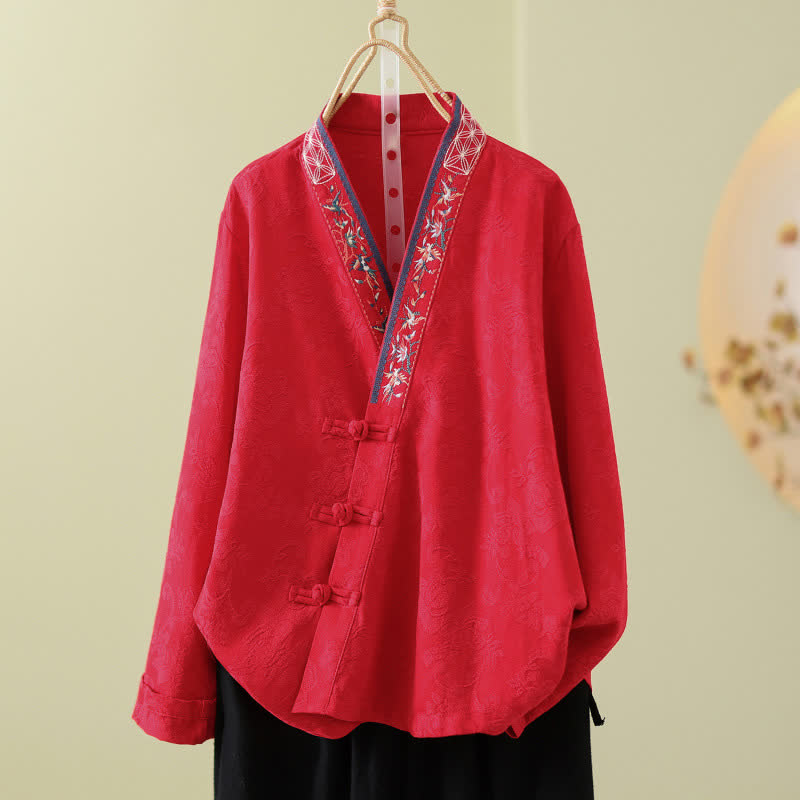 Vintage Cotton Linen Frog Button Lounge Top - image 11
