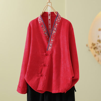 Vintage Cotton Linen Frog Button Lounge Top - image 11