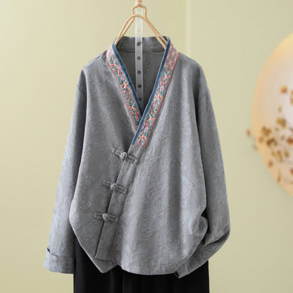 Vintage Cotton Linen Frog Button Lounge Top - image 18