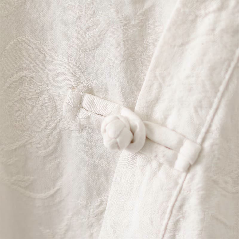 Vintage Cotton Linen Frog Button Lounge Top - image 30