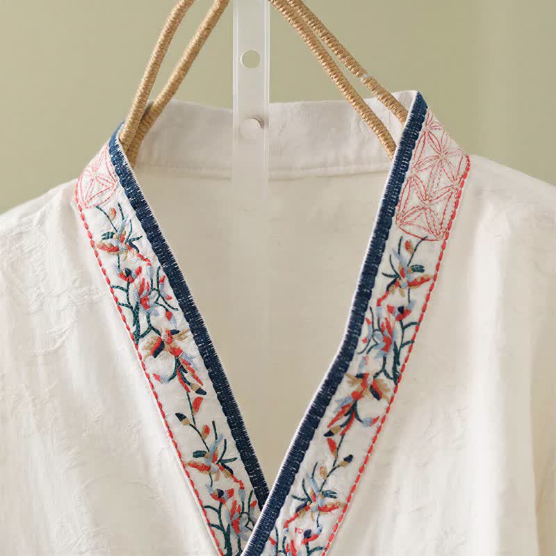 Vintage Cotton Linen Frog Button Lounge Top - image 26