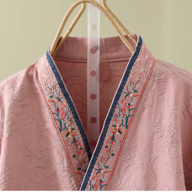 Vintage Cotton Linen Frog Button Lounge Top - image 2