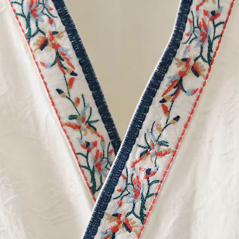 Vintage Cotton Linen Frog Button Lounge Top - image 27