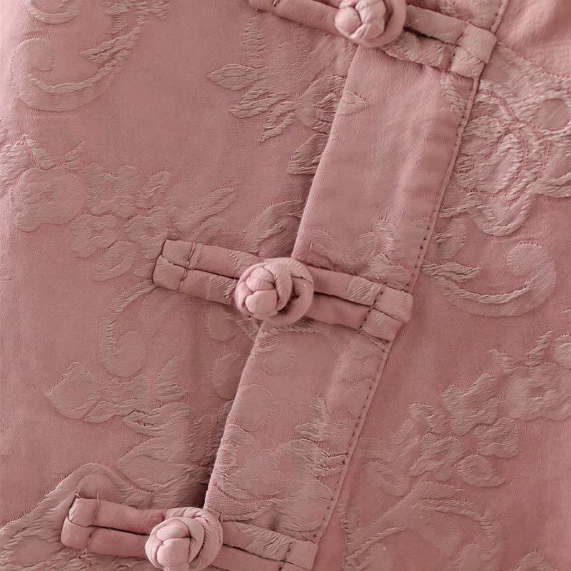 Vintage Cotton Linen Frog Button Lounge Top - image 6
