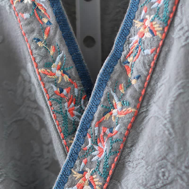 Vintage Cotton Linen Frog Button Lounge Top - image 20