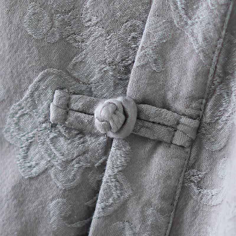 Vintage Cotton Linen Frog Button Lounge Top - image 22