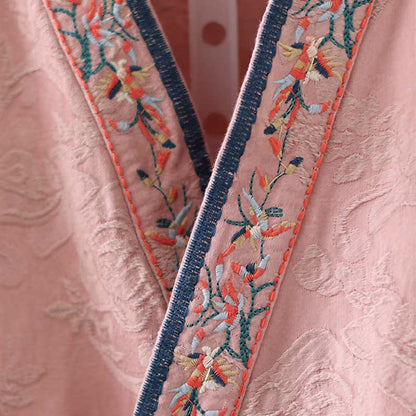 Vintage Cotton Linen Frog Button Lounge Top - image 4