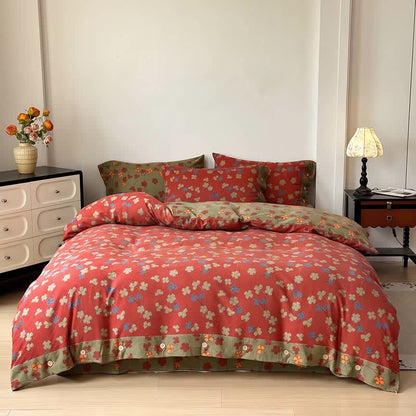 Vintage Floral Cotton Linen Bedding Set - image 1