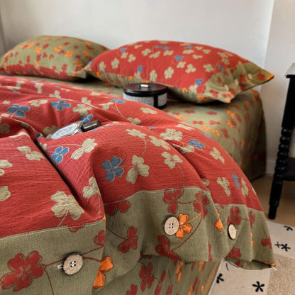 Vintage Floral Cotton Linen Bedding Set - image 4