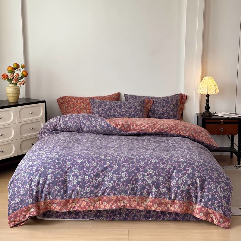 Cotton Linen Vintage Floral 4-Piece Bedding Set - image 1