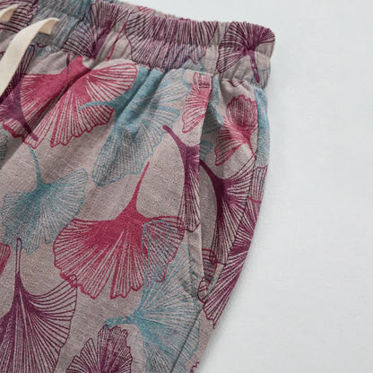 Relaxed Ginkgo Leaf Cotton Harem Pants - image 9