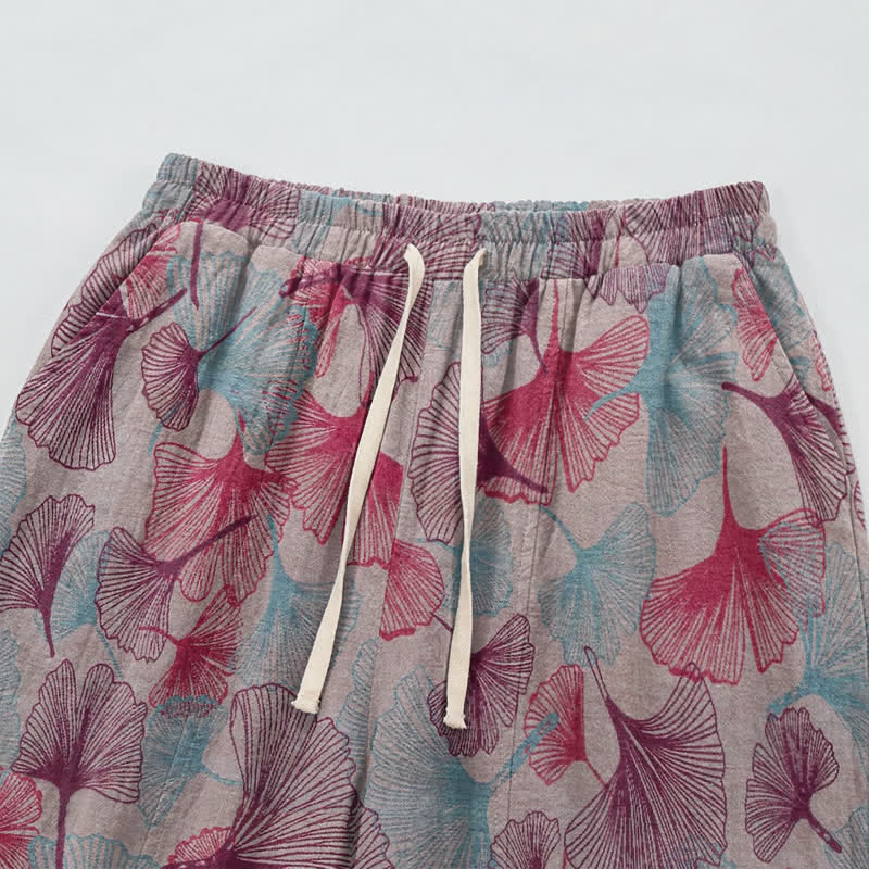 Relaxed Ginkgo Leaf Cotton Harem Pants - image 8