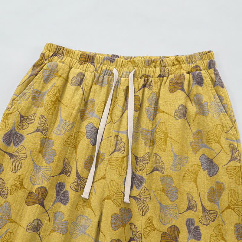 Retro Ginkgo Leaf Cotton Lounge Pants - image 2