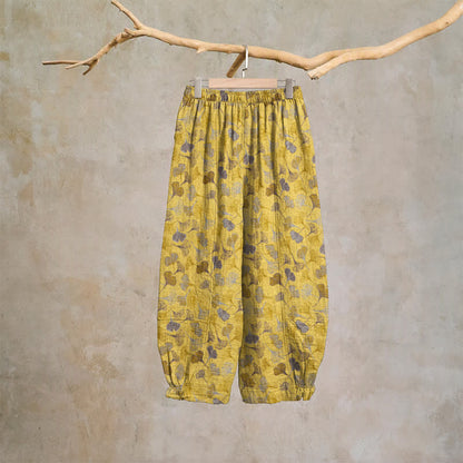 Retro Ginkgo Leaf Cotton Lounge Pants - image 1