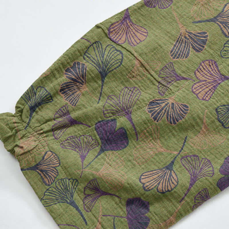 Retro Ginkgo Leaf Cotton Lounge Pants - image 10