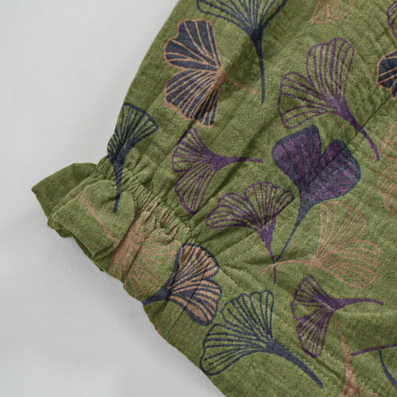 Retro Ginkgo Leaf Cotton Lounge Pants - image 11