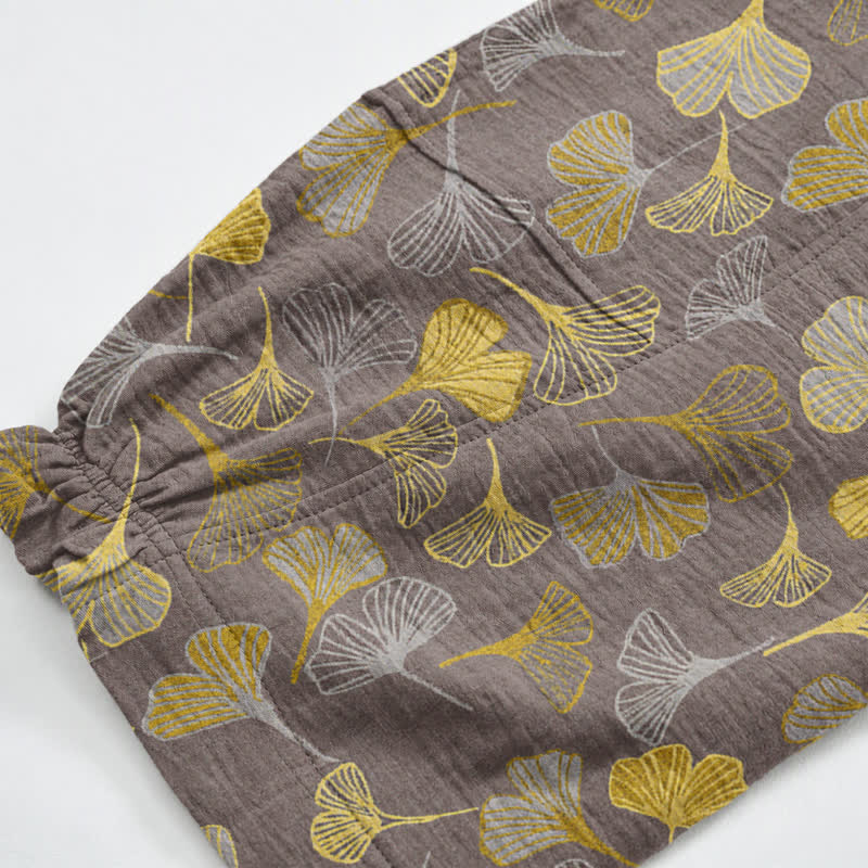 Retro Ginkgo Leaf Cotton Lounge Pants - image 22