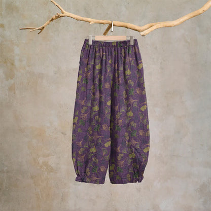 Retro Ginkgo Leaf Cotton Lounge Pants - image 13