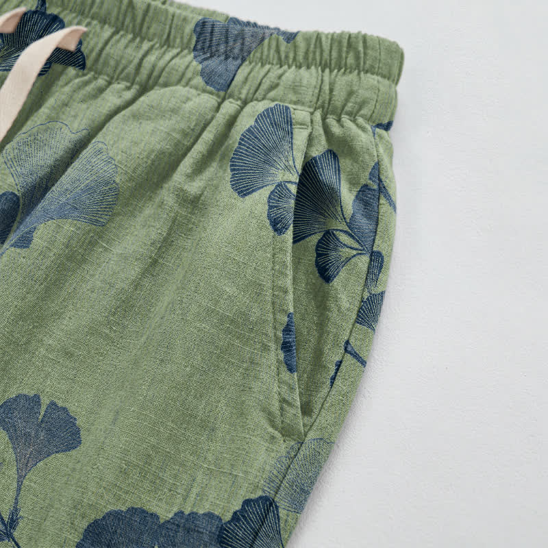 Ginkgo Branch Cotton Harem Pants with Pockets - image 21