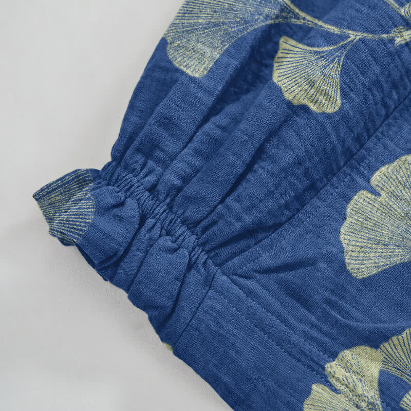 Ginkgo Branch Cotton Harem Pants with Pockets - image 11