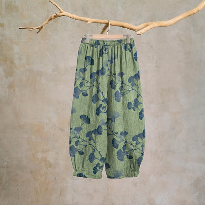Ginkgo Branch Cotton Harem Pants with Pockets - image 19