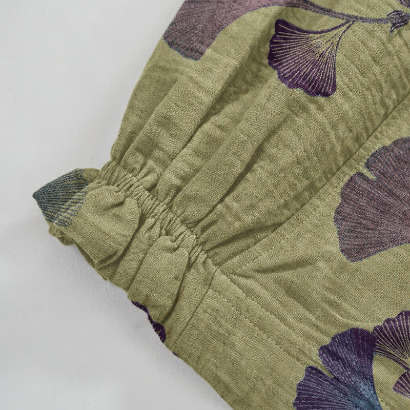 Ginkgo Branch Cotton Harem Pants with Pockets - image 17