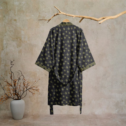 Vintage Polka Dot Cotton Kimono Robe - image 21