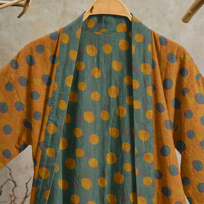 Vintage Polka Dot Cotton Kimono Robe - image 37