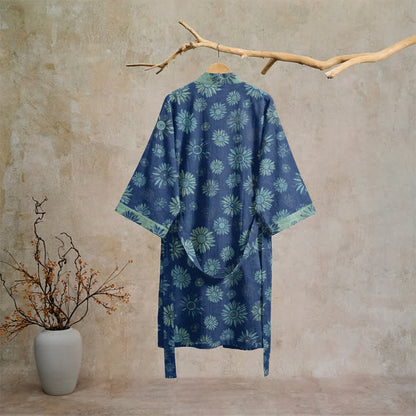 Vintage Sunflower Cotton Gauze Kimono Robe - image 11