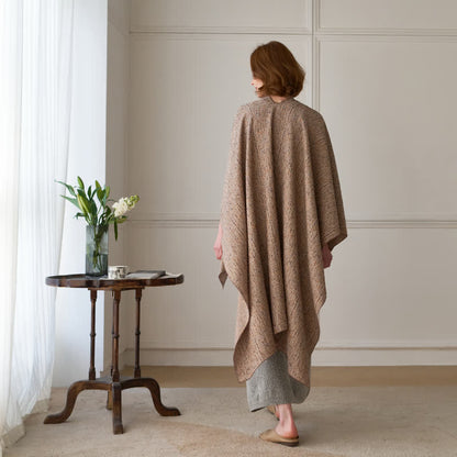 Solid Color Grid Weave Poncho Shawl Wrap - image 11