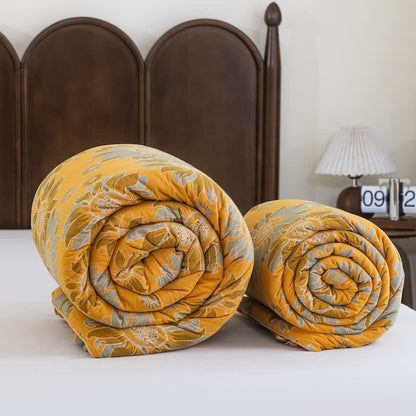Vintage Orange Sunflower Cotton Gauze Quilt - image 9