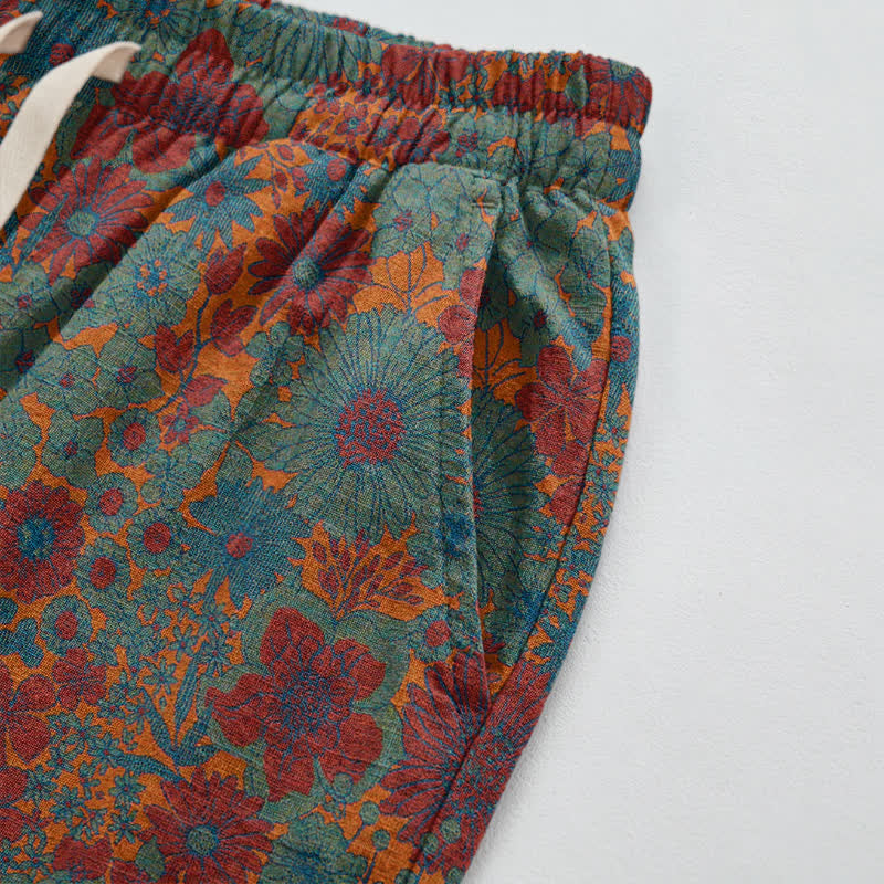 Artistic Ethnic Flower Cotton Lounge Pants - image 9