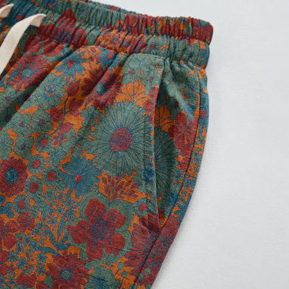 Artistic Ethnic Flower Cotton Lounge Pants - image 9