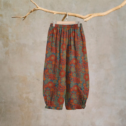 Artistic Ethnic Flower Cotton Lounge Pants - image 1