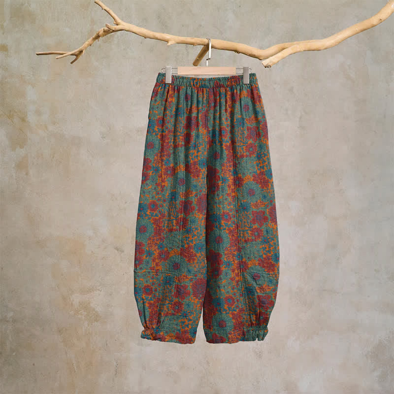 Artistic Ethnic Flower Cotton Lounge Pants - image 7