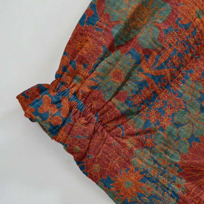 Artistic Ethnic Flower Cotton Lounge Pants - image 5