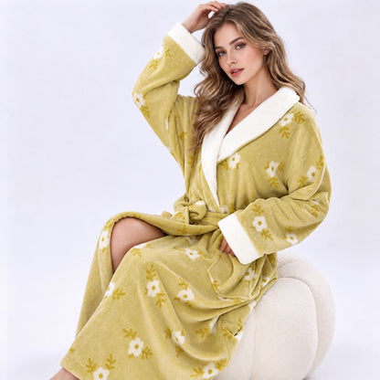 Soft Flower Coral Fleece Bath Robe - image 6