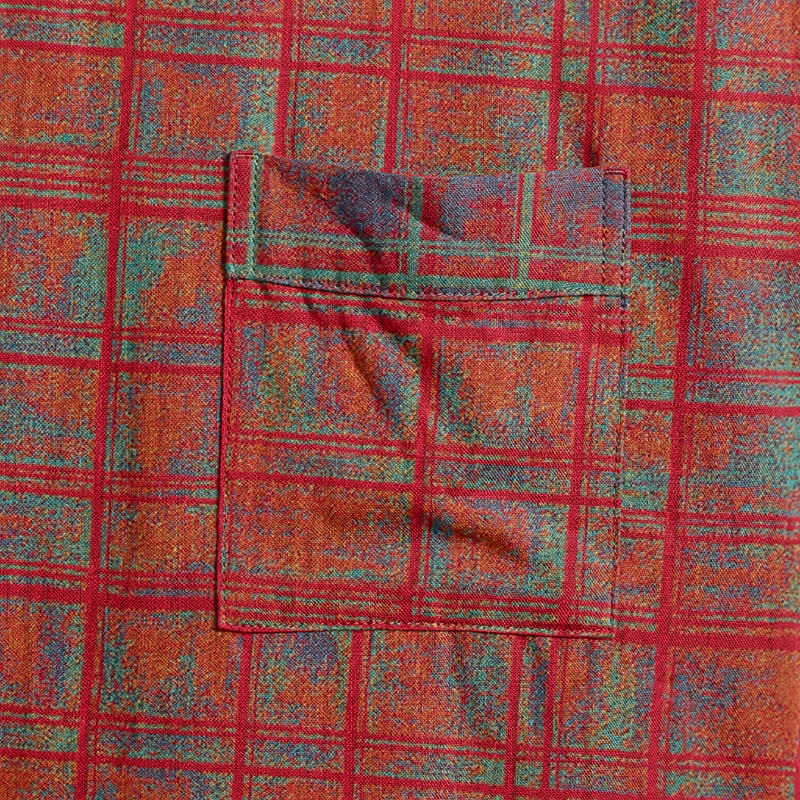 Red Plaid Cotton Gauze Kimono Robe - image 4