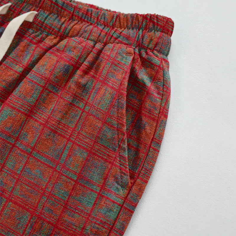 Vintage Red Plaid Cotton Harem Pants - image 3