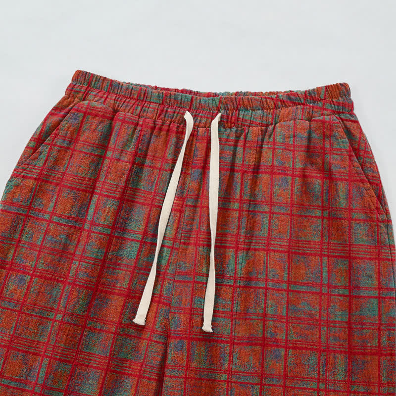 Vintage Red Plaid Cotton Harem Pants - image 2