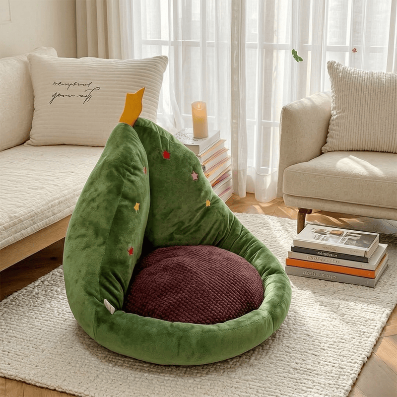 Christmas Tree Shaped Plush Cushion - Green - 19" x 15" - image 0