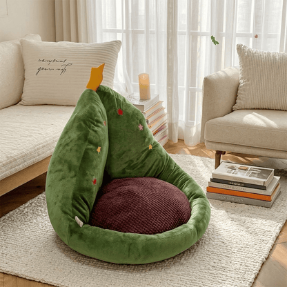 Christmas Tree Shaped Plush Cushion - Green - 19" x 15" - image 0