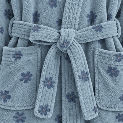 Floral Coral Fleece V-neck Wrap Bath Robe - image 13