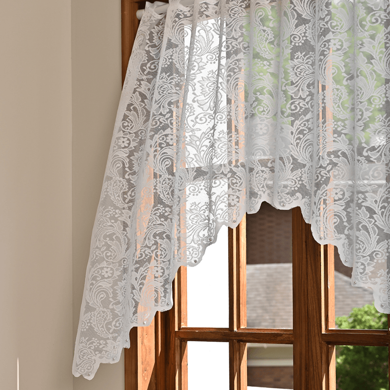 White Phoenix Tail Floral Lace Tier Curtain - image 3