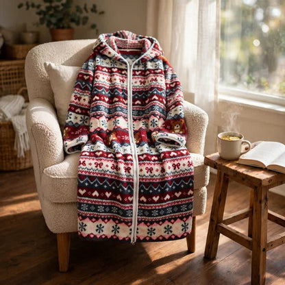 Christmas Snowflake & Bear Zip Hooded Fleece Robe - image 3