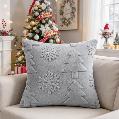Christmas Tree Snowflake Embossed Pillow Cover - Gray - 12" x 20" - image 15