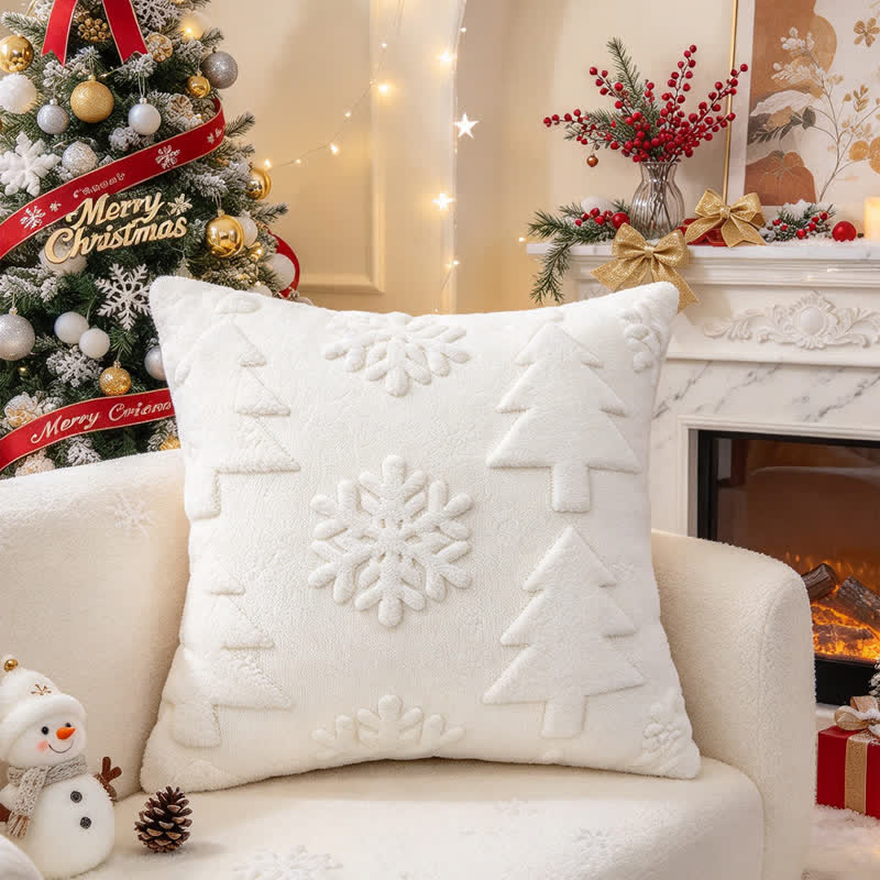 Christmas Tree Snowflake Embossed Pillow Cover - White - 12" x 20" - image 10