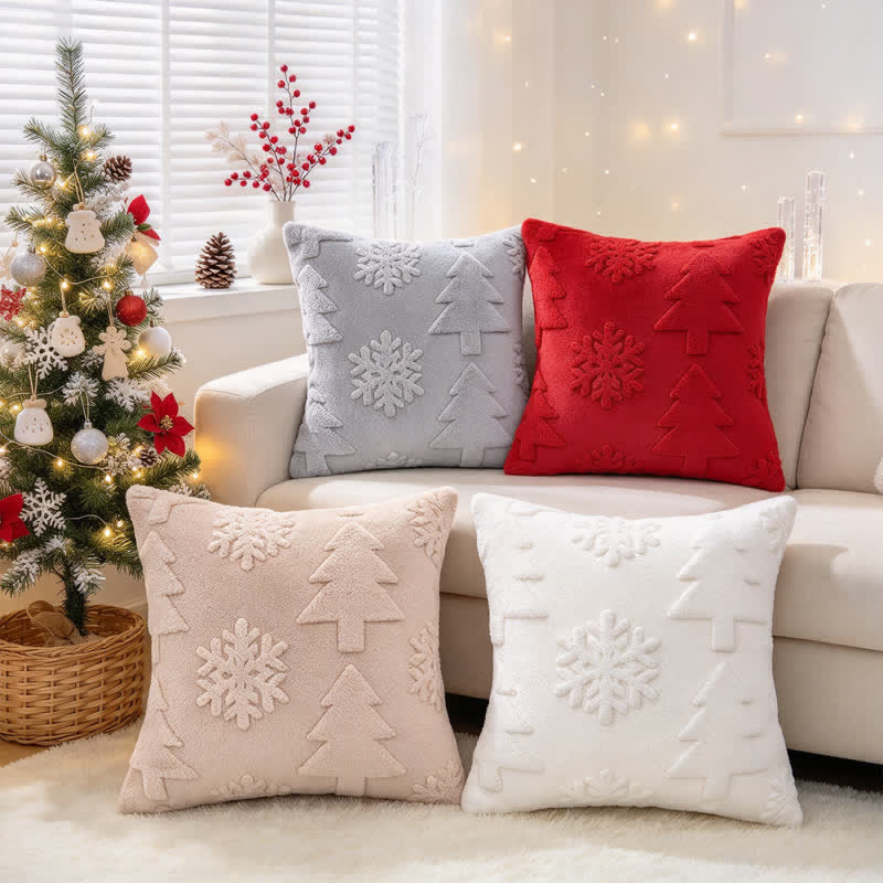 Christmas Tree Snowflake Embossed Pillow Cover - image 0